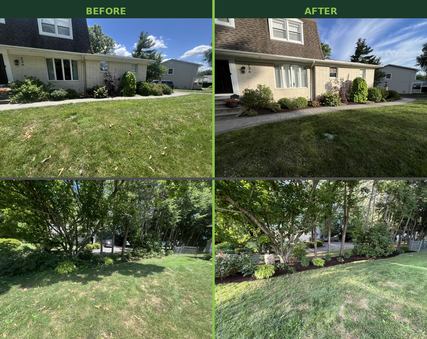 Front and side yard before and after